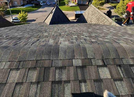 New roof shingles installed on a home