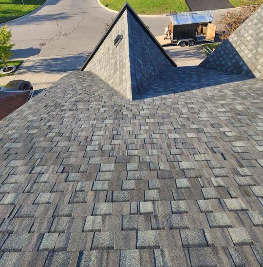 New roof shingles installed on a home